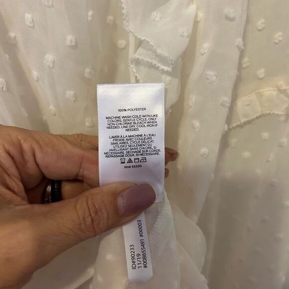 Express women’s sheer ruffle lacy fairy top size small embroidered feminine crea - Picture 8 of 11